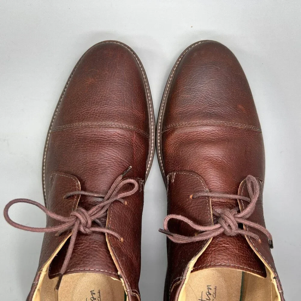 Clarks Grandin‎ Top Chukka Boots Men's 13 Brown Leather Cap Toe Lace Up Casual